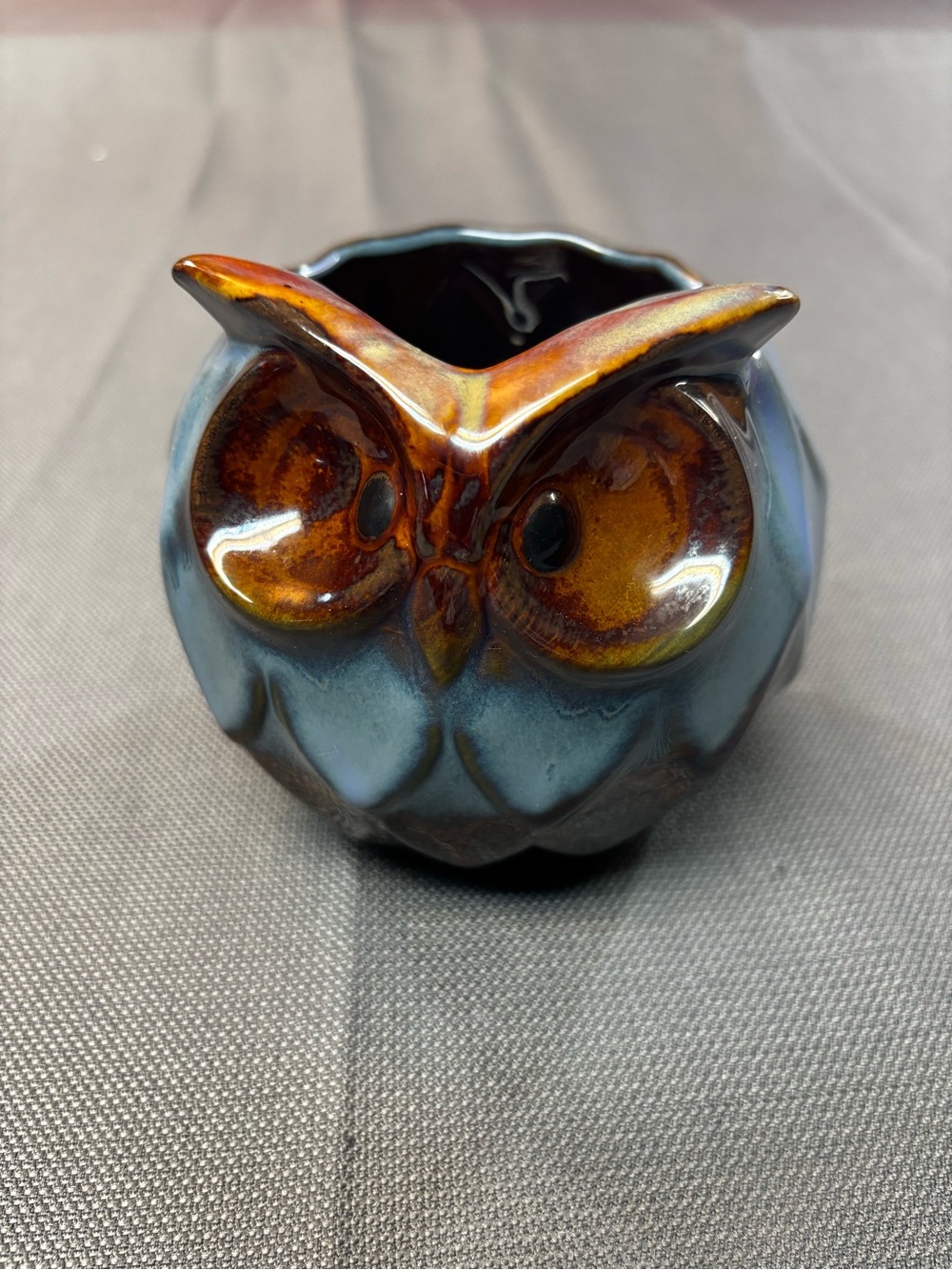 GeLive Blue Owl Ceramic Succulent Planter With Drainage Hole, Indoor And Outdoor